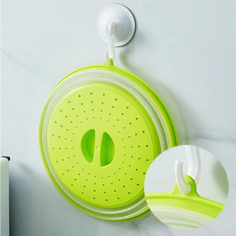 

Vented Collapsible Microwave Lid Splatter Proof Food Plate Cover Easy Grip Handle Vapor Holes Dishwasher Safe BPA-Free