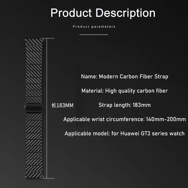 20/22mm Carbon Fiber Watchband for Huawei Watch GT 3 Lightweight Band For Huawei GT2 Pro GT Runner High Quality Strap with Box