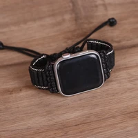 black natural stones for apple watch strap 38mm44mm boho trendy beaded band smartwatch bracelet for iwatch1 7 accessories