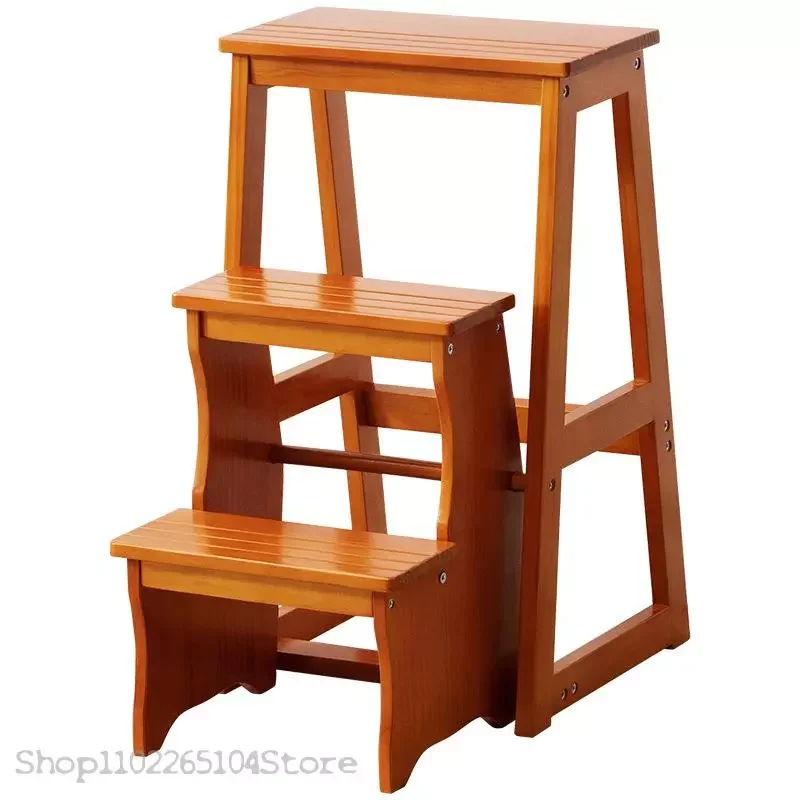 

NEW2023 Solid Wood Ladder Stool Multifunctional Household Ladder Indoor Thickened Folding Two-use Three-step Small Steps Stair C