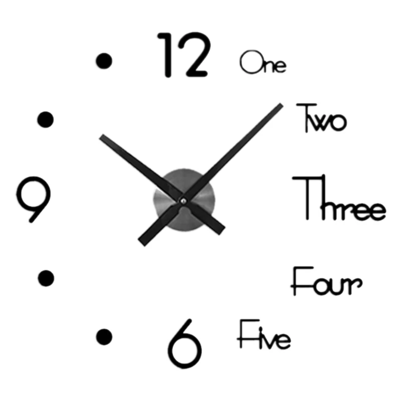 

Large Wall Clock Modern Design 3D Wall Sticker Clock Mute Home Decoration Quartz