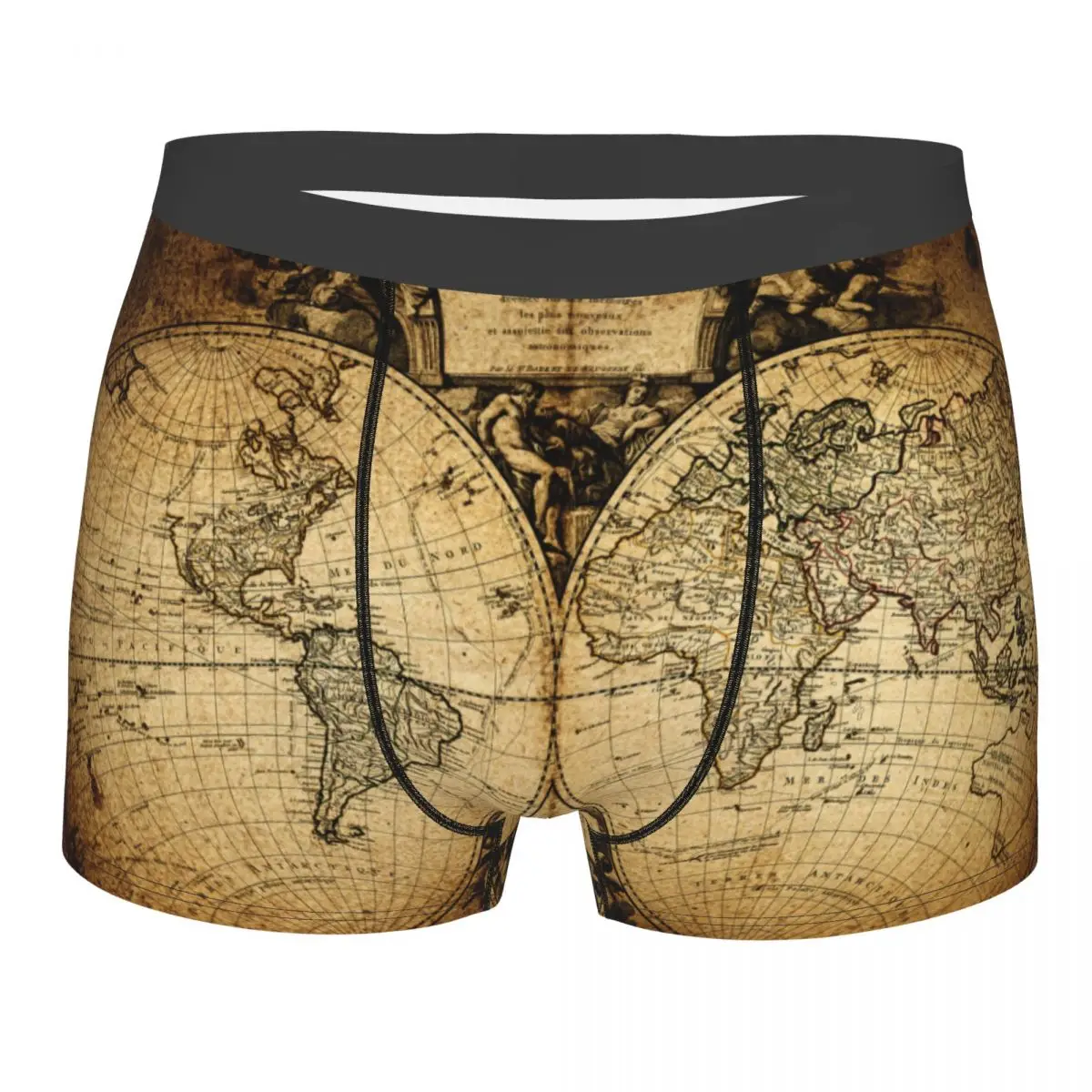 

Мужские боксеры, винтажное дышащее нижнее белье с картой мира, мужское забавное женское нижнее белье