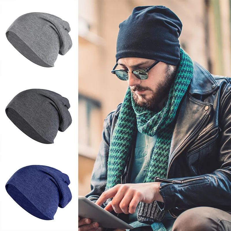 

Solid Color Autumn Spring Beanies Hats For Man Male Classical Hip Hop Bonnet Caps Soft Cotton Windproof Skullies Gorros