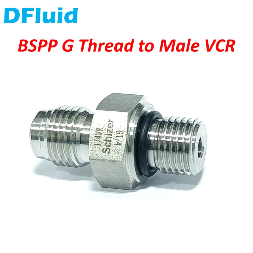 Male VCR to Male BSPP G Thread Adapter VCR Fitting Stainless Steel 316 Face Seal Fitting 1/8 1/4 3/8 1/2 inch replace Swagelok