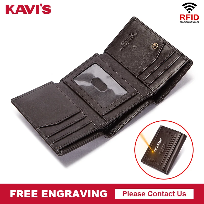 

Free Engraving Genuine Leather Men Wallet ID Card Holder Cover Fashion Male Organizer with Coin Pocket Mini Purse High Capacity