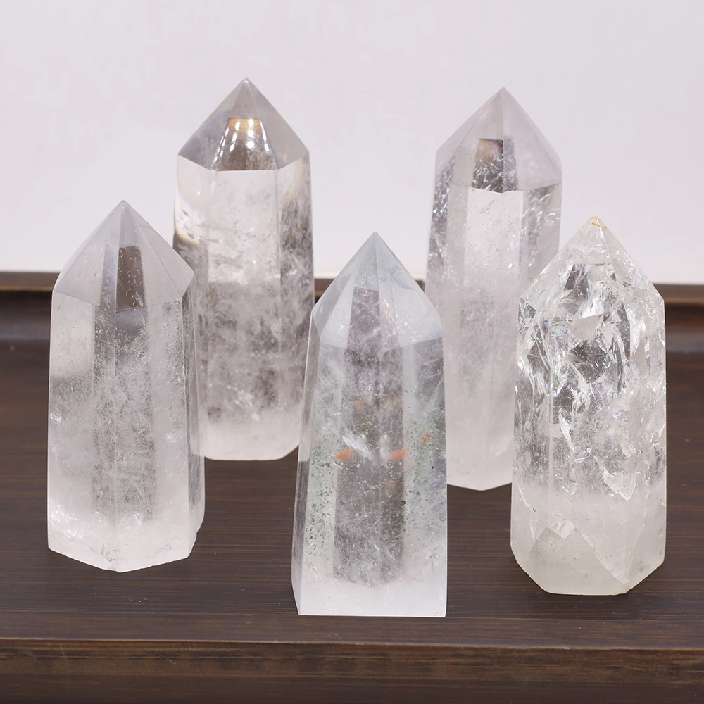 

Clear Quartz Natural Stone Crystal Tower Hexagonal Prism Ornament Wand Healing Energy Reiki Ore DIYMeditation Lucky Home Deco1PC