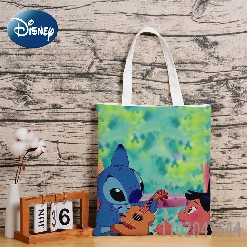 Disney Stitch Tote Canvas Handbag Student Large Capacity High Quality Durable Shopping Bag for Women Girls