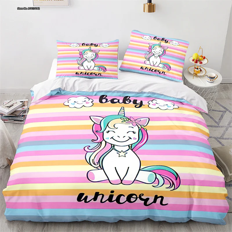 Мультяшный дизайн единорога украшение для спальни домашний текстиль 3D цифровая