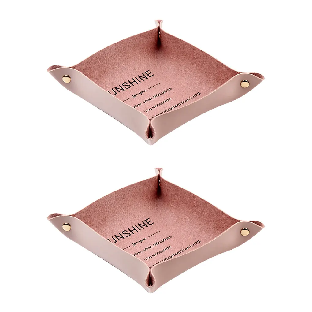 

2Pcs Display Plates Pink PU Leather Organizer Storage Showcase Tray Foldable Earrings Holder Props Accessories Store