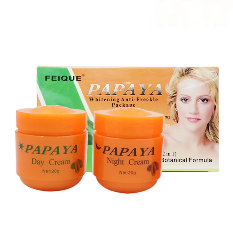 

1 Set Papaya Whitening Face Cream Anti Freckle Melasma Improve Dark Day&Night Lightening Skin Refreshing Facial Skin Care Cream