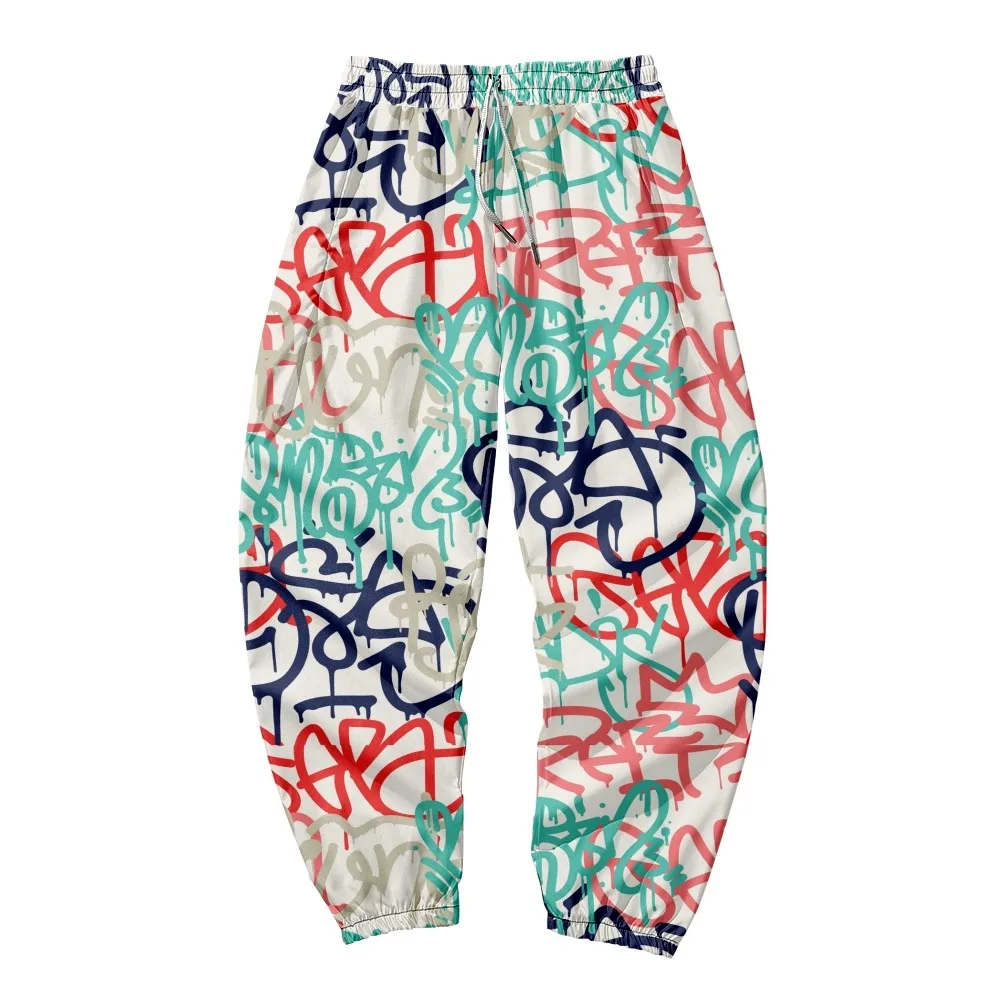 

Street Graffiti 3D Printing Couples Summer Cargo Trousers Streetwear Beach Hawaiian Strappy Street Harem Pants