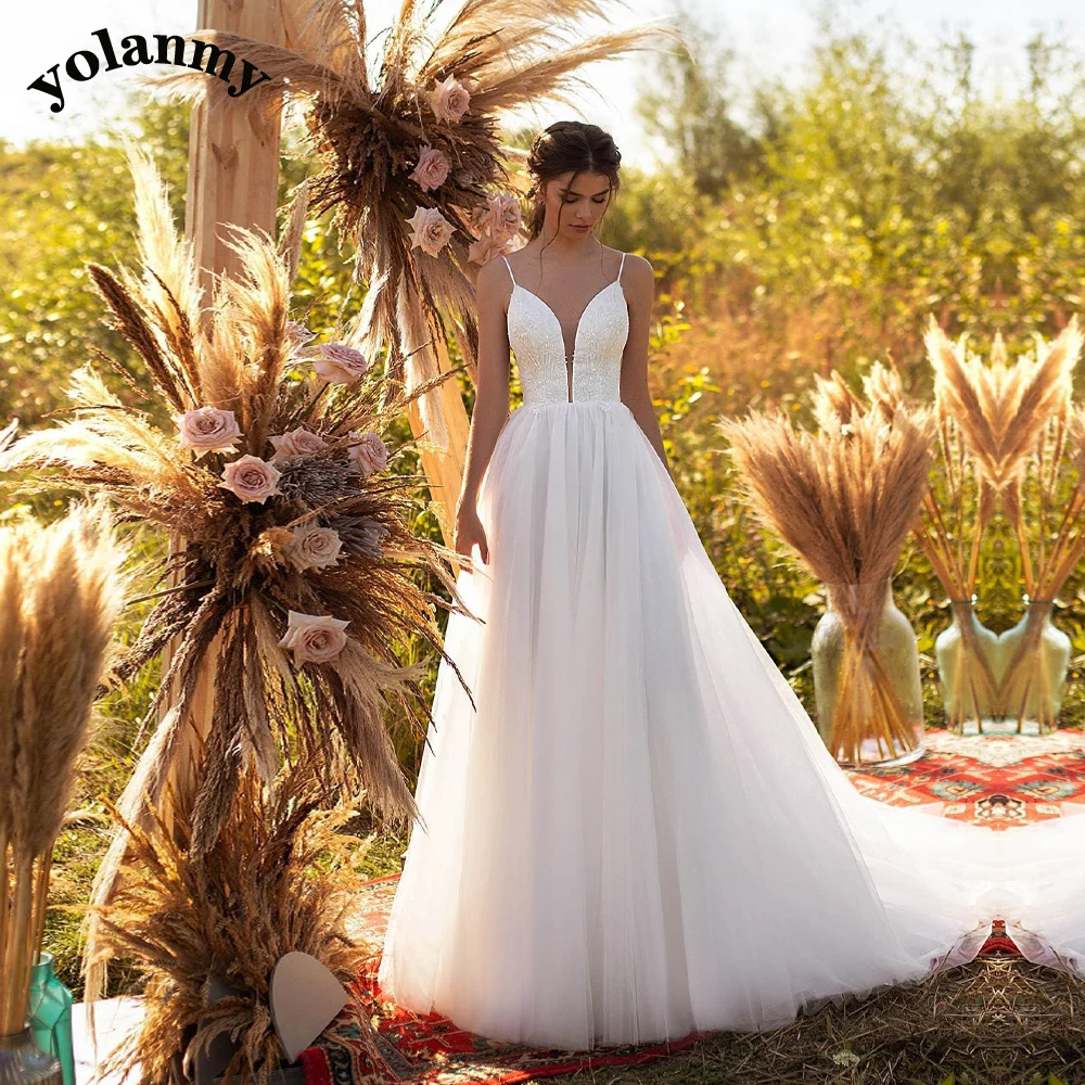 

YOLANMY 2 Glamorous Wedding Dresses For Mariages Appliques Vestido De Casamento Customised