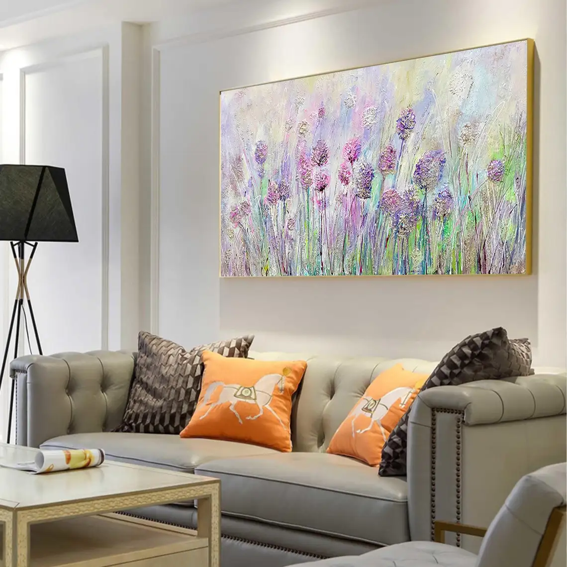 Абстрактные цветы картина маслом холст большой современный красочный цветочный