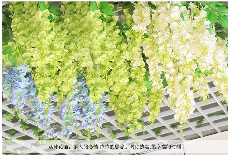 

Элегантные искусственные шелковые цветы Глициния, Ротанговые украшения для свадьбы, букет, гирлянда, украшение для дома, длина 120 см