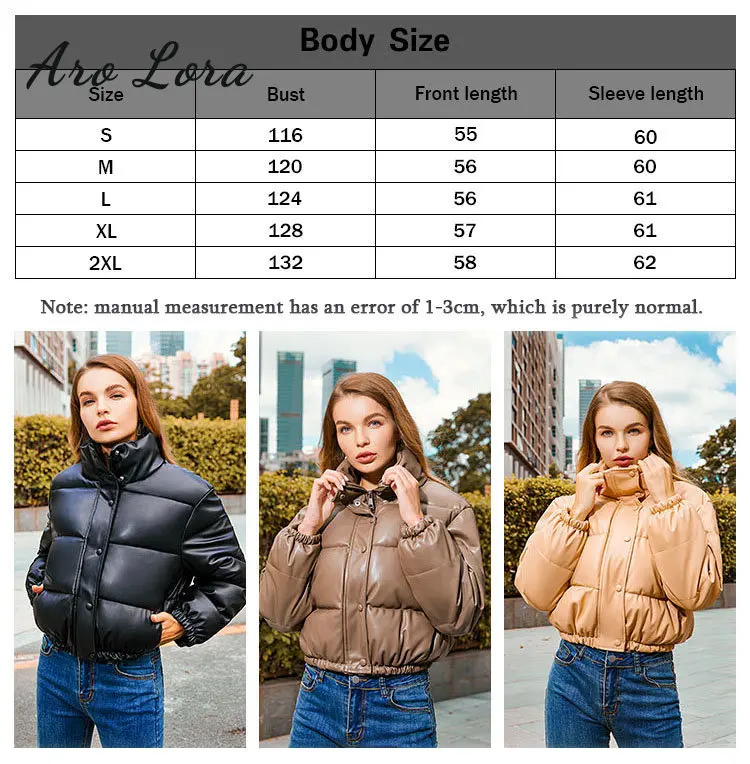 Winter PU Leather Coats for Women 2022 Warm Thick Short Parkas Casual Cotton Padded Lady Down Jacket Elegant Zipper Clothes