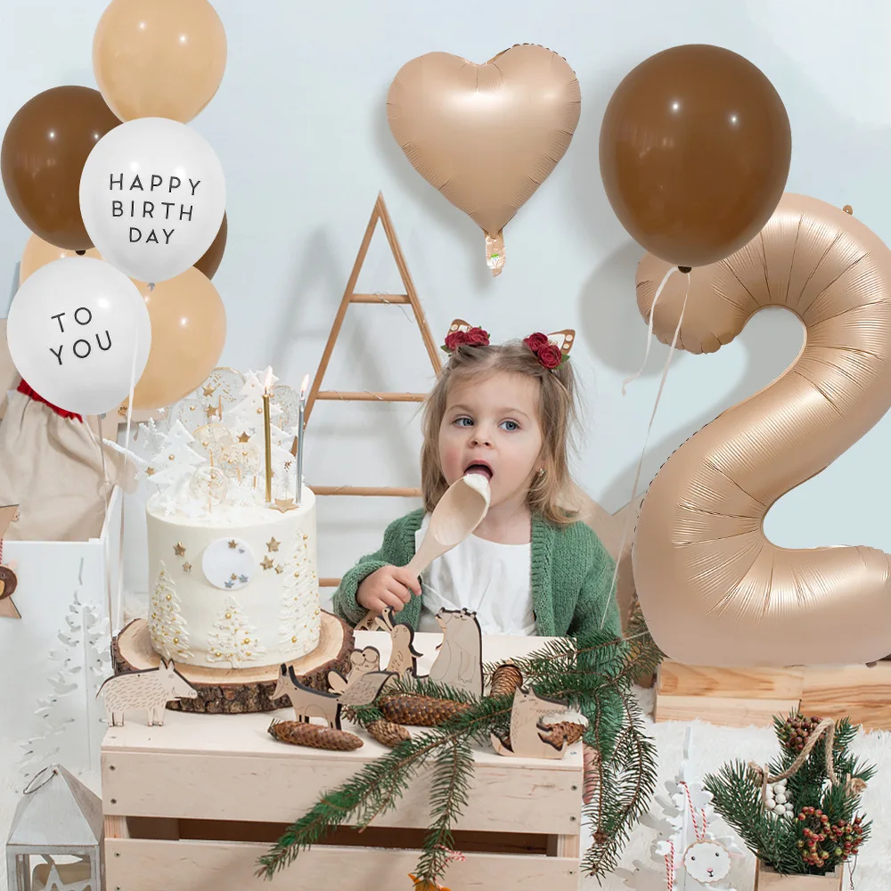 

10Pcs/lot Caramel Color Balloons 18inch Heart 40inch Number Balloon for Kids Happy Birthday Party Decoration Baby Shower Supply