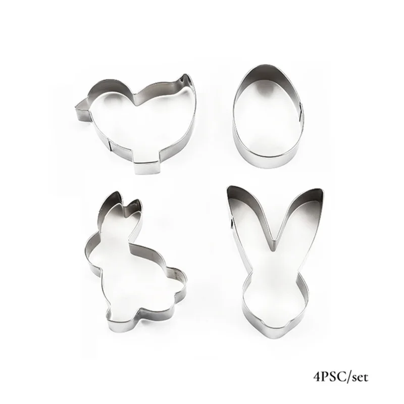 

4Pcs Stainless Steel Easter Bunny Pattern Baking Mold Kitchen tool Biscuit Cookie Cutter Pastry 3D Die Fondant Cake Decoration