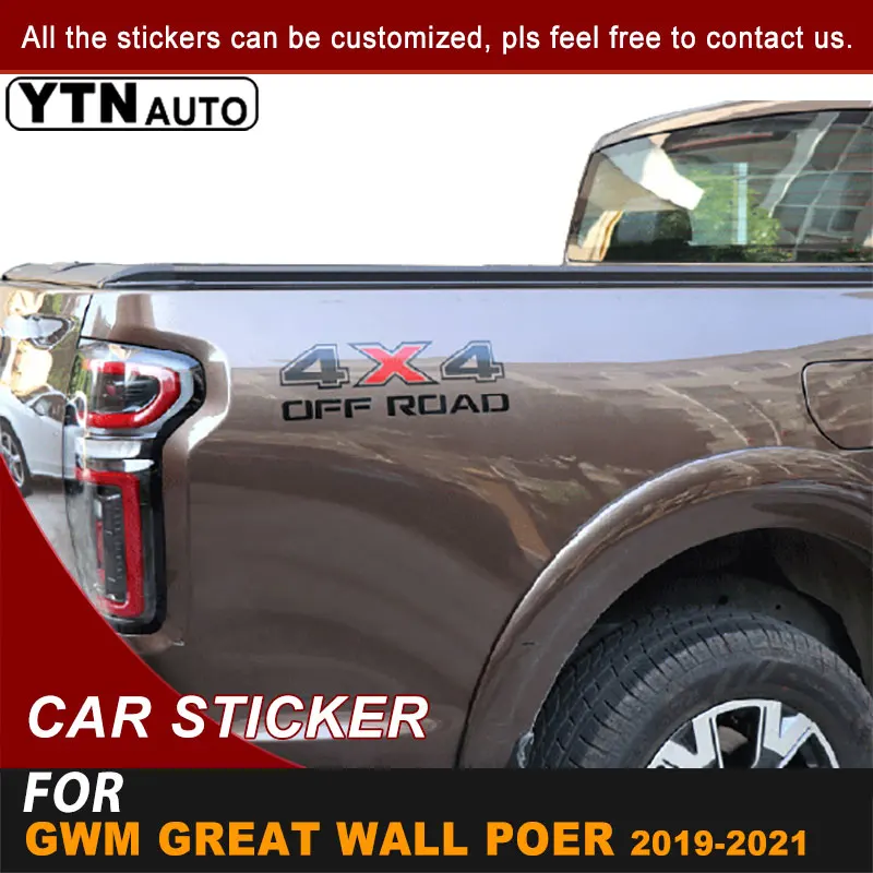 

For GWM Great Wall Pao Great Wall Power 2019 2020 2021 Rear Trunk Decal 4x4 Off Road Words Graphic Vinyl Car Sticker Accessories