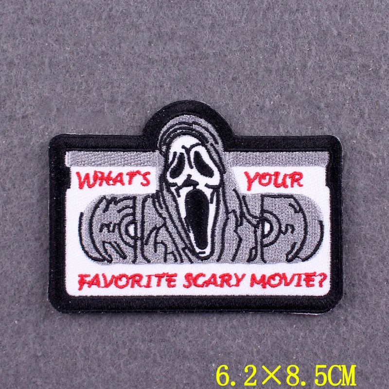 

Horror Patch Iron On Embroidered Patches For Clothing Thermoadhesive Patches On Clothes Punk Skull Stripes Badges On Backpack