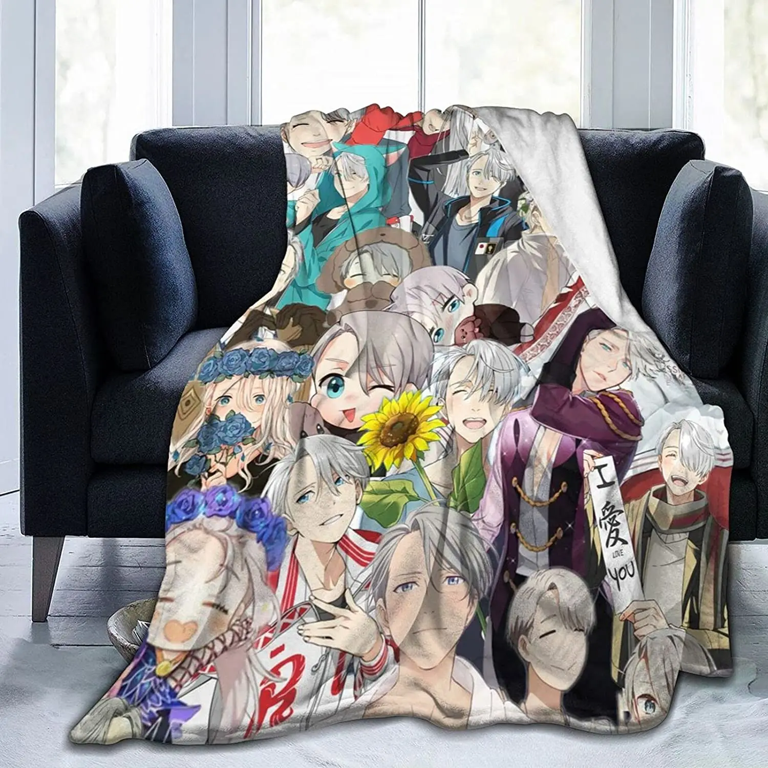 

Viktor Nikiforov Fluffy Soft and Comfortable Blanket, Anime Warm Embrace of Sympathy