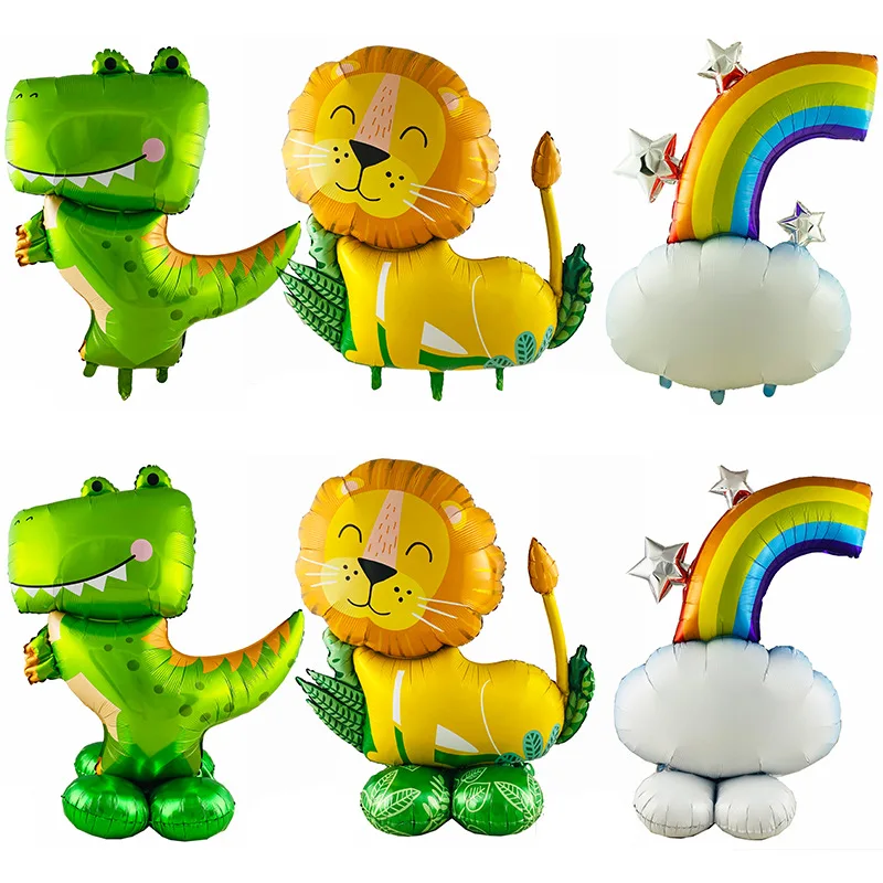 

Lion Dinosaur Rainbow Metallic Balloon Happy Birthday Party Decor Kids Safari Woodland Forest Theme Balon Kids Favor