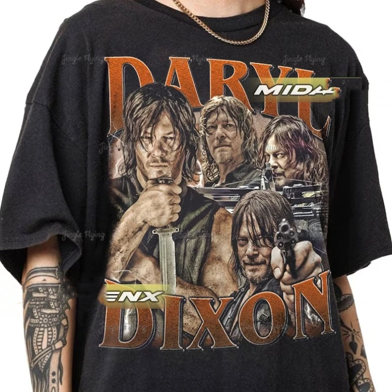 Ограниченная партия Дэрил Диксон Ходячие мертвецы Винтажная футболка подарок