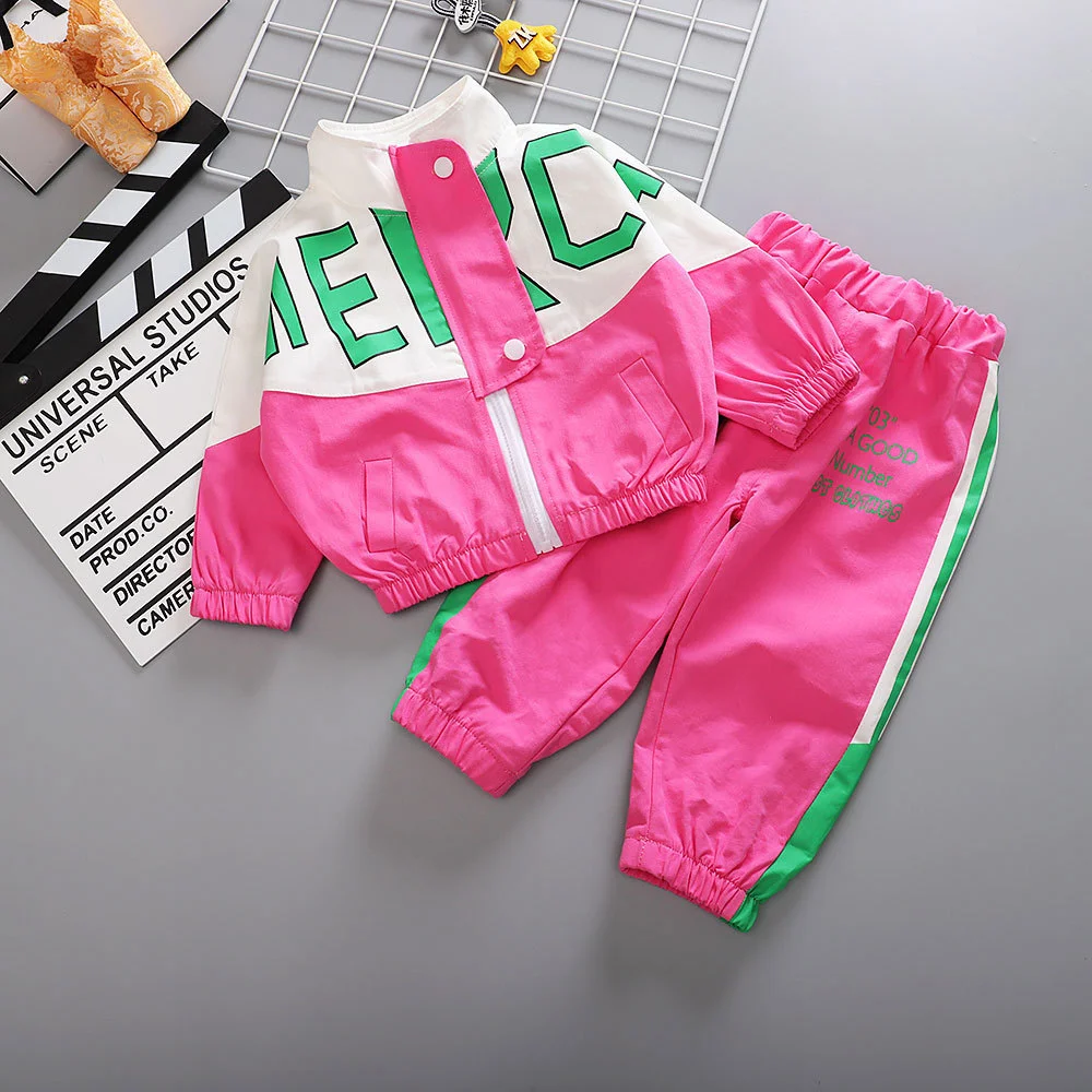 

2022 Autumn Kid Boy Girl Clothing Cotton Tracksuit Long Sleeve Letter Zipper Sets Infant Clothes Baby Pants Coats 1 2 3 4 Years