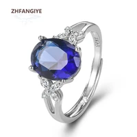 zhfangiye fashion ring 925 silver jewelry with sapphire emerald zircon gemstone open finger rings for women wedding party gifts