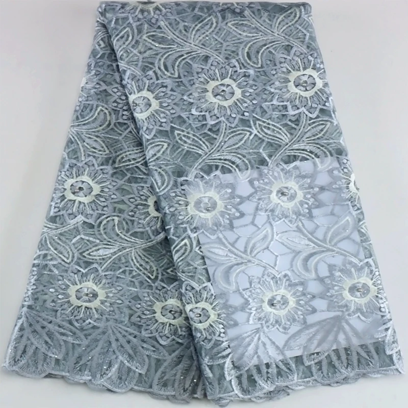 Королевская Синяя Африканская Сетчатая Кружевная Ткань Со Стразами