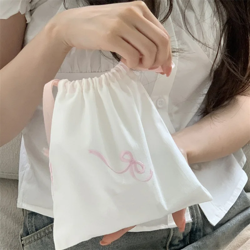 Сумка на шнурке с бантом косметичка для хранения женский кошелек Милая