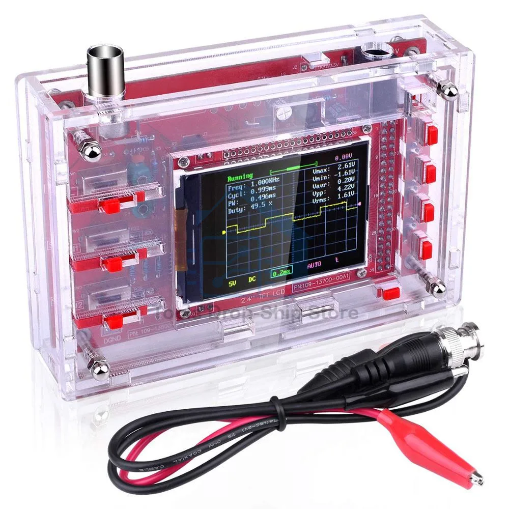 

2.4" Fully Assembled Digital Oscilloscope TFT LCD Display With Alligator Probe Test Clip for DSOO138 Oscilloscope Portable