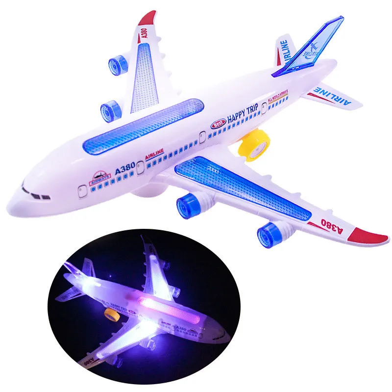 

Hot Sales DIY Electric Airplane Moving Flashing Lights Sounds Kids Toy Aircraft Gift Airplane Toys Airliner Model Music Aircraft