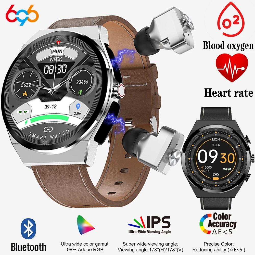 

2in1 TWS Earphone Smartwatch Blue Tooth Sports Music Heath Excellent Sound 280 mAh 2 in 1 JM08 Smart Watch Men Women PK GT3pro