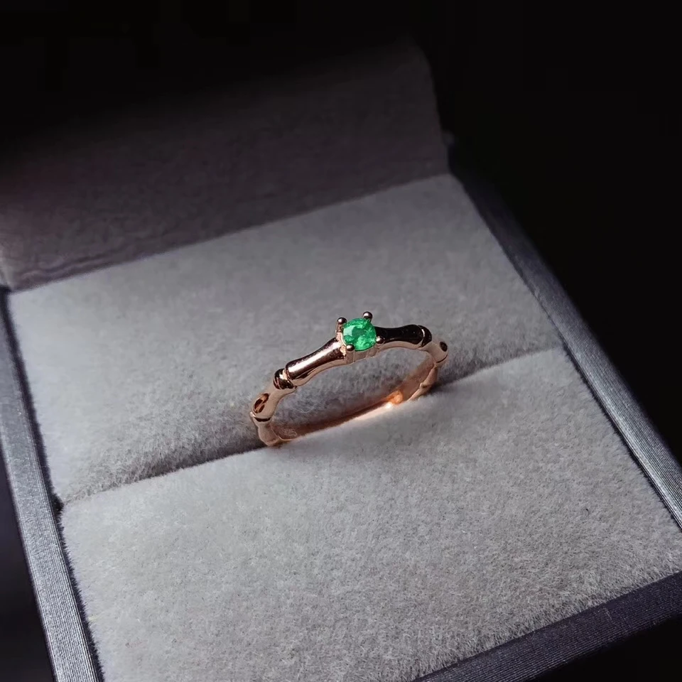 CoLife Jewelry Simple 925 Silver Gemstone Ring 3mm Natural Garnet Emerald Daily Wear Gift for Woman |