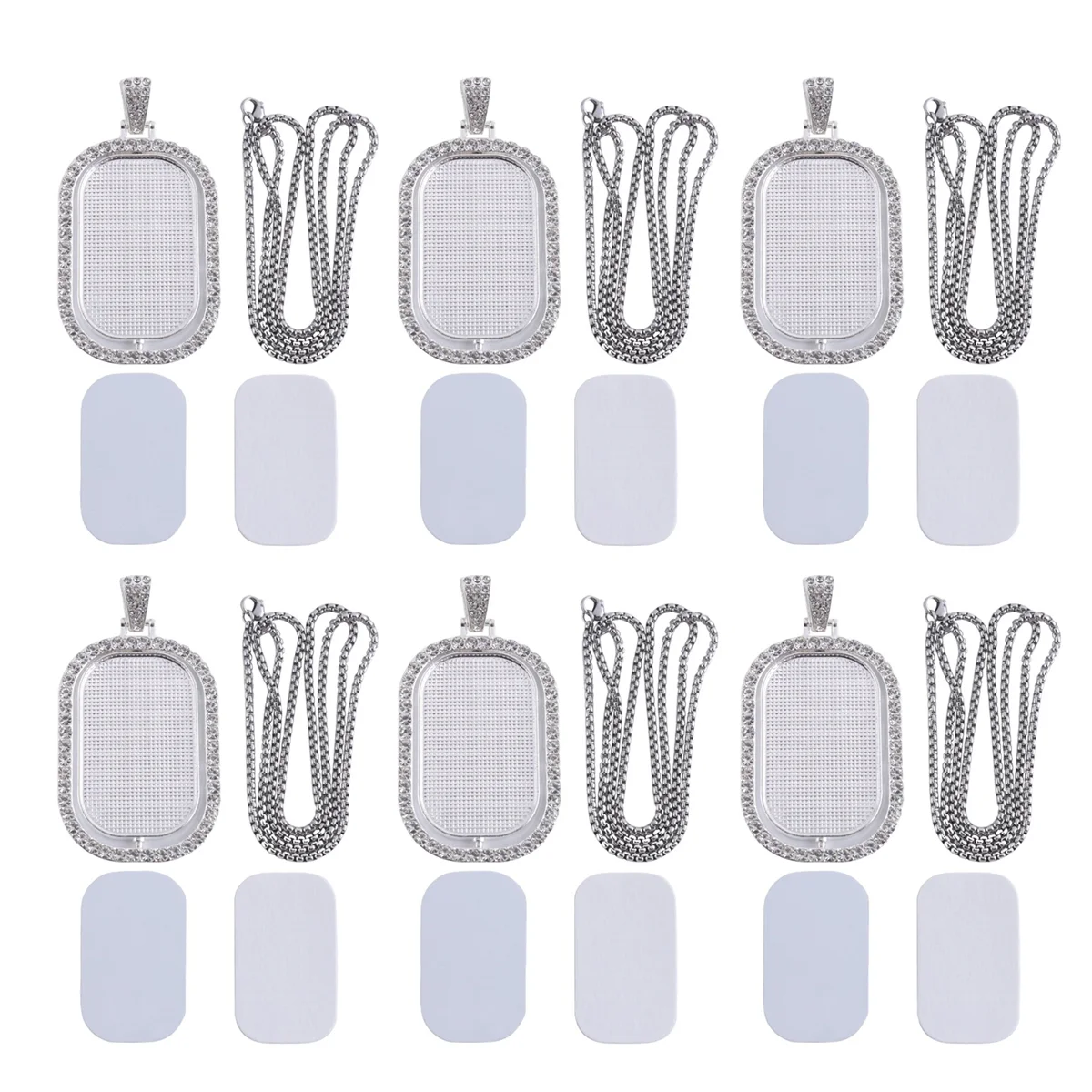 24 шт. набор подвесок в виде подносов со стразами для сублимации 6 пустых с рамкой