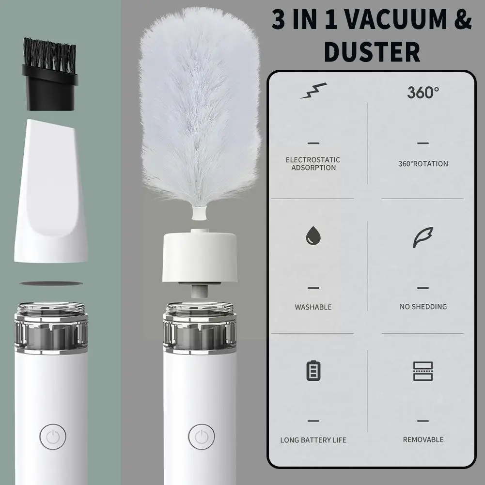 

3 In1 Electric Vacuum Cleaner Duster Automatic Household Cleaning Crevice Household Brush Blanket Cleaning T4k1