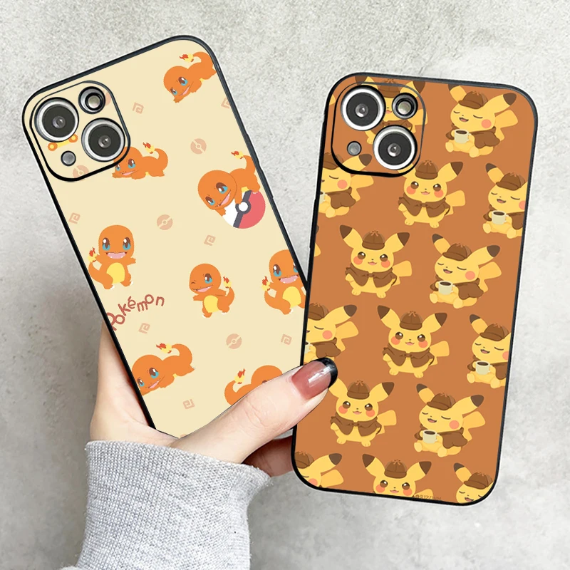 

Pikachu Squirtle Pokemon Phone Case For Funda iPhone 11 12 13 Pro Max Mini X XR XS SE 2020 6 7 8 Plus Coque Liquid Silicon