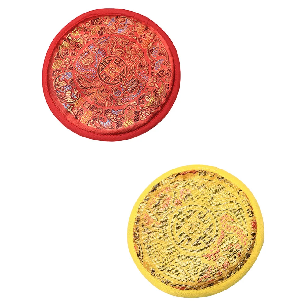 

2 Pcs Yoga Accessories Sound Bowl Cushion Tibetan Singing Pad Pads Cloth Ritual Instruments Cushions