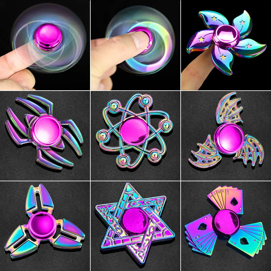 

Cool Fidget Hand Spinners Rainbow Metal Fingertip Gyro Stress Relief Spiral Twister ADHD EDC Toy Party Gift for Kids Adults