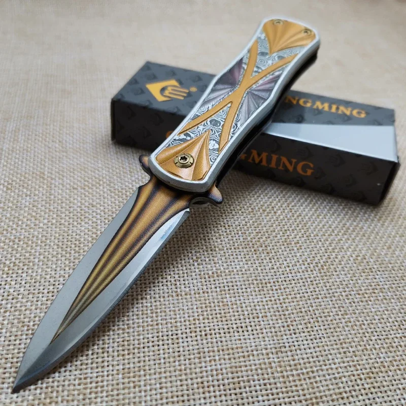 Быстрооткрывающийся складной нож из дамасской стали карманный Клинок с ручкой