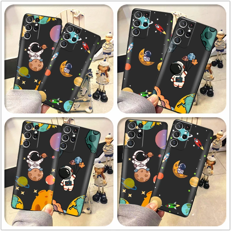 

Cute Astronaut Phone Case For Samsung Galaxy S22 S21 S20 Ultra FE 5G S22 S10 10E S9 Plus Back Silicone Cover Coque Soft Funda