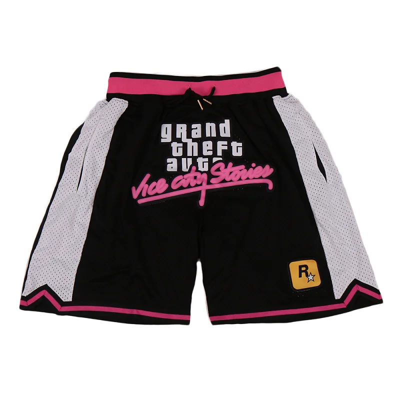 BG Basketball Shorts GTA VICE CITY Sewing Embroidery Outdoor Sport Shorts High-Quality Beach Pants Mesh Ventilation 2023 Black