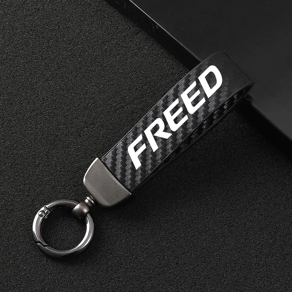 

Universal Car Key Chain for Honda Freed Carbon Fiber Style Leather Car Key Rings Holder High-Grade Auto Styling Accessories