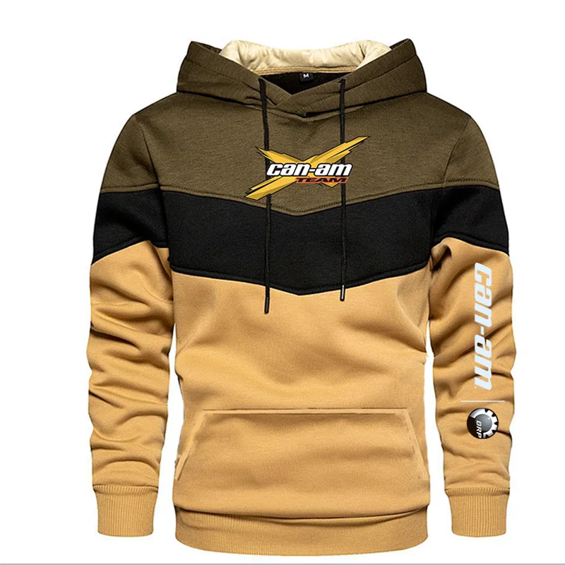 

2022 New Spring Autumn Men Logo BRP Can am Patchwork Color Pullover Long Sleeve Hoodie Fashion Cotton Hoody Sweatshirt
