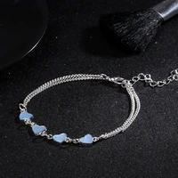 adjustable glowing blue heart shaped bracelet anklets luminous heart bracelet jewelry all match for male female couples