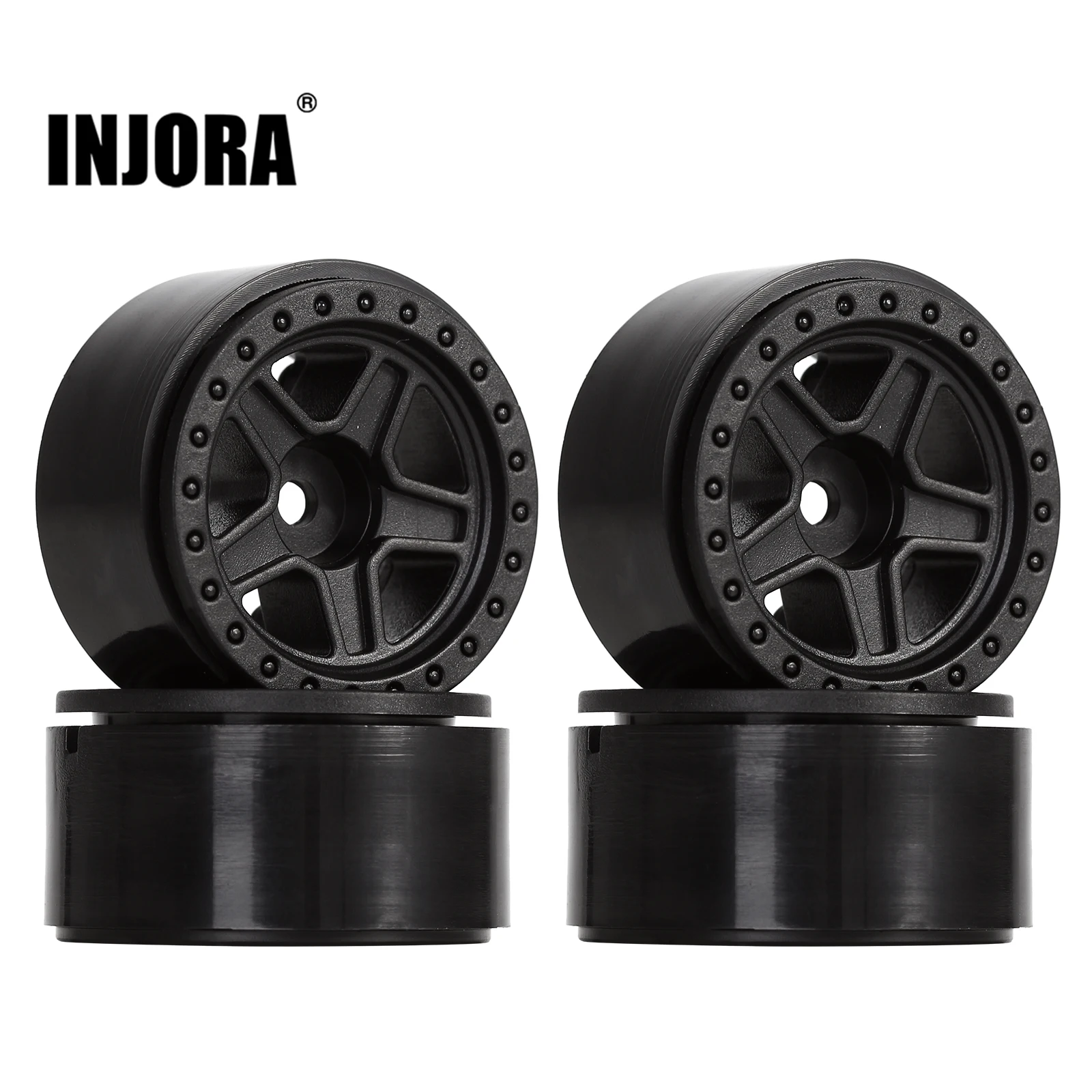 INJORA 1.0 Beadlock Wheel Rim Plastic 5-Spokes Hub for 1/24 RC Crawler Axial SCX24 Upgrade Parts