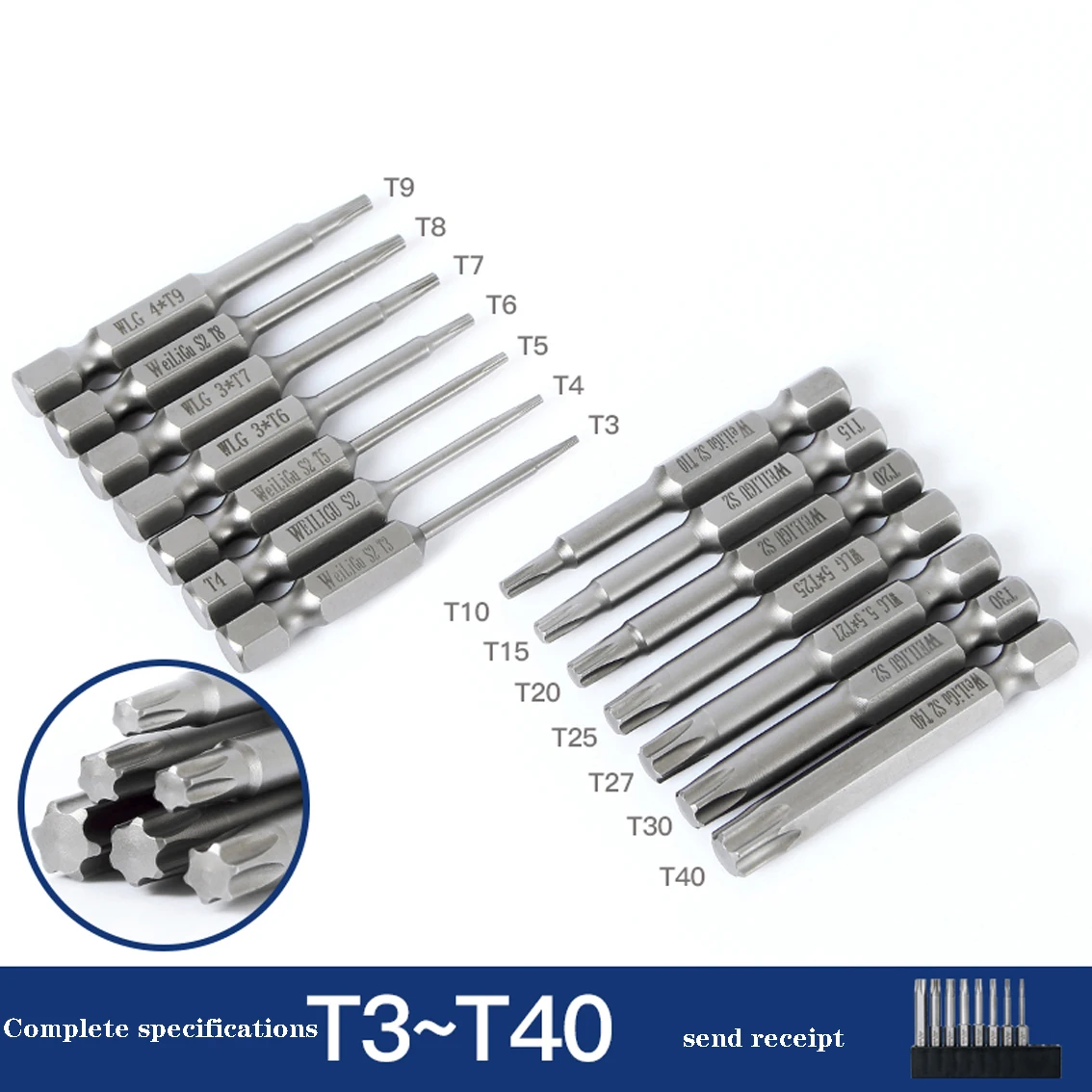 

1Pcs Air Screwdriver Solid Plum Blossom Electric Screwdriver Bit 75-100mm Long Hexagonal Wrench T3T4T5T6T7T40