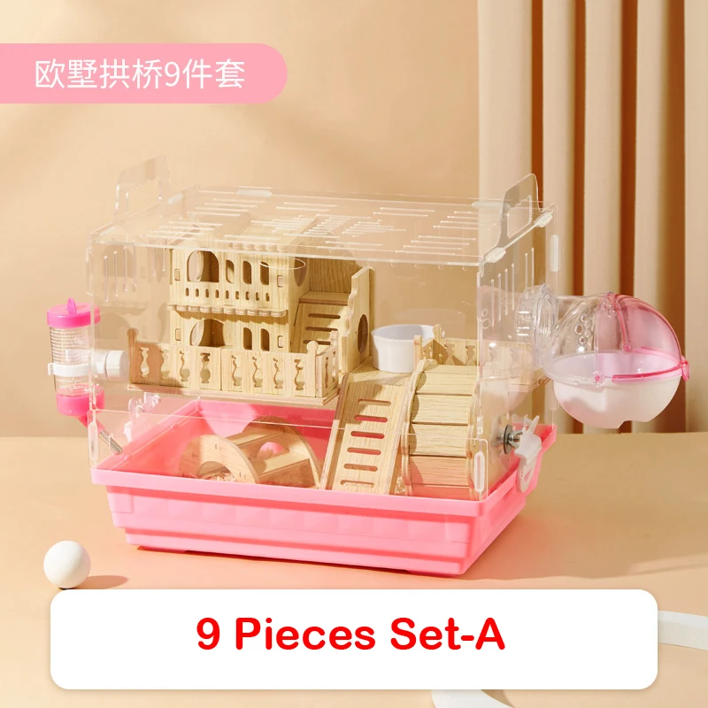 

Newest Pets Cage Set Wooden Hamster House Guinea Pig Cage Hamster Cage Ferret Cage клетка для хомячка DIY Pig Cage Accessories