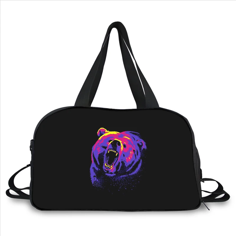 ferocious personality Bear 3D printing fashion trend portable large capacity multi function messenger bag travel bag