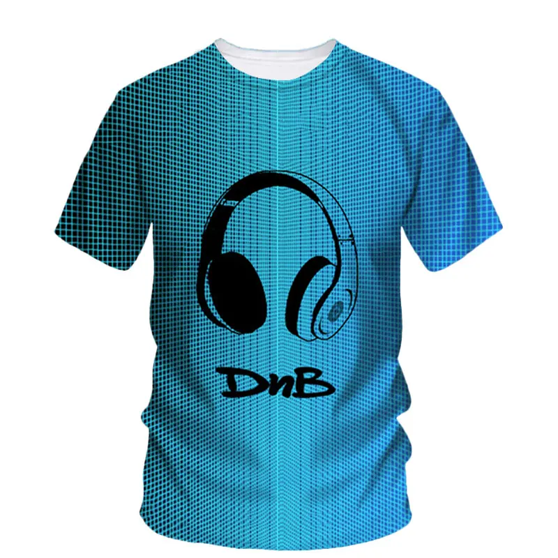 

Fashion Music Headphones Pattern 3d Printed Summer Men'S T-Shirt Trend Personality Dj Quality Baggy O Neck Short Sleeves